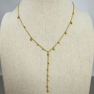 Gorjana Costa Lariat Necklace 18K Gold Plated Boho Y-Chain Drop Bead